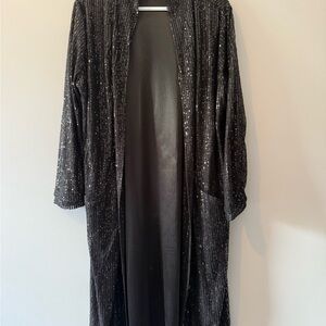 Dex Shimmering Black Sequin Duster